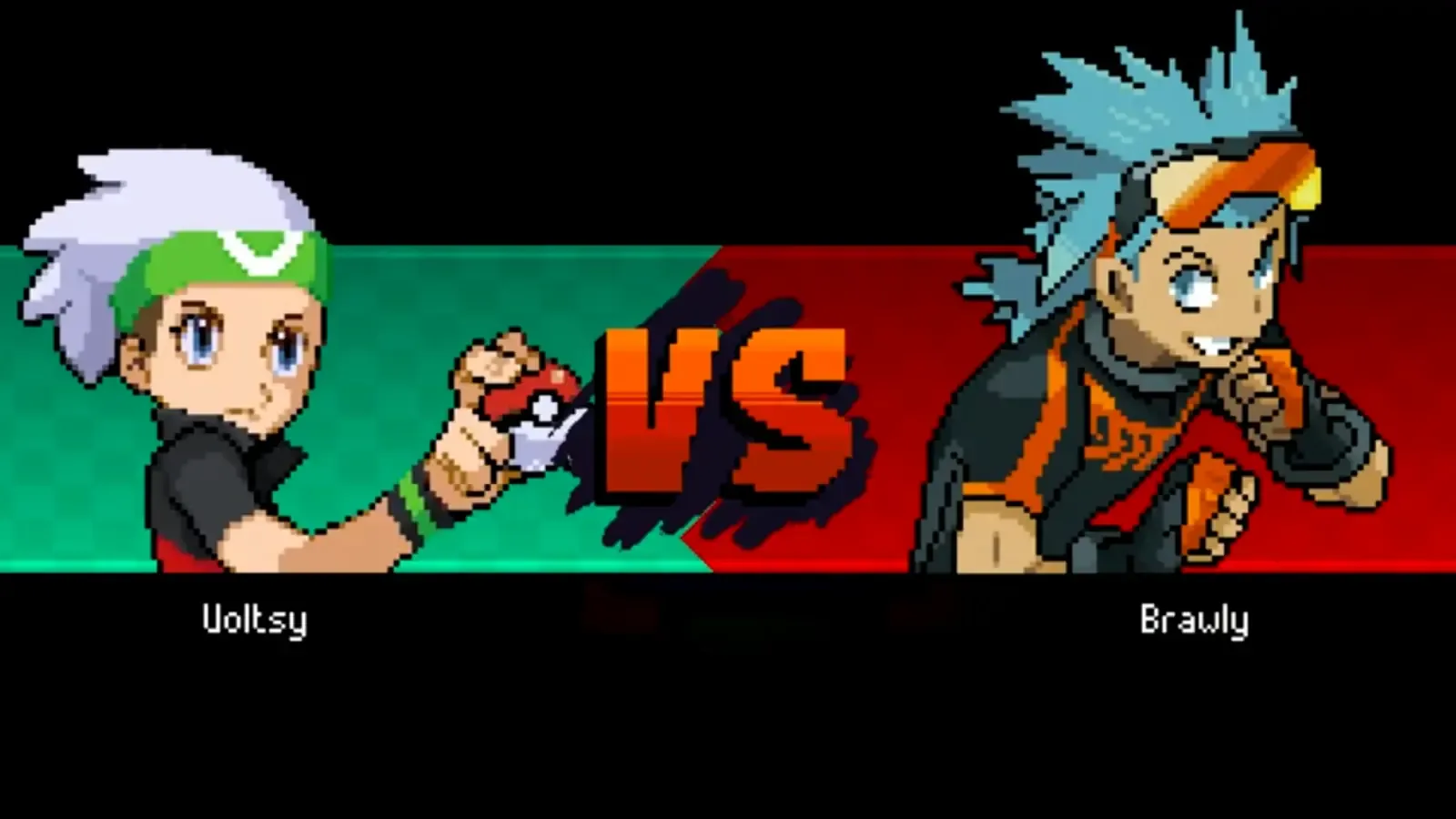 Player facing Brawly at the start of the Dewford Gym battle