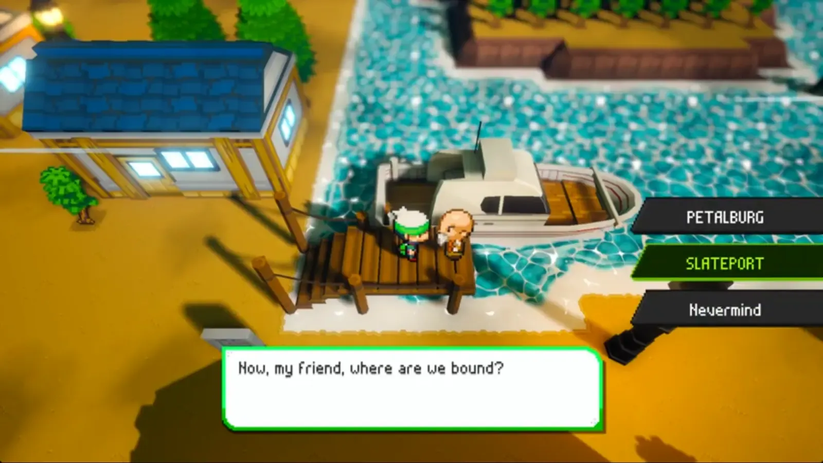 Mr. Briney asking for a destination with Slateport selected