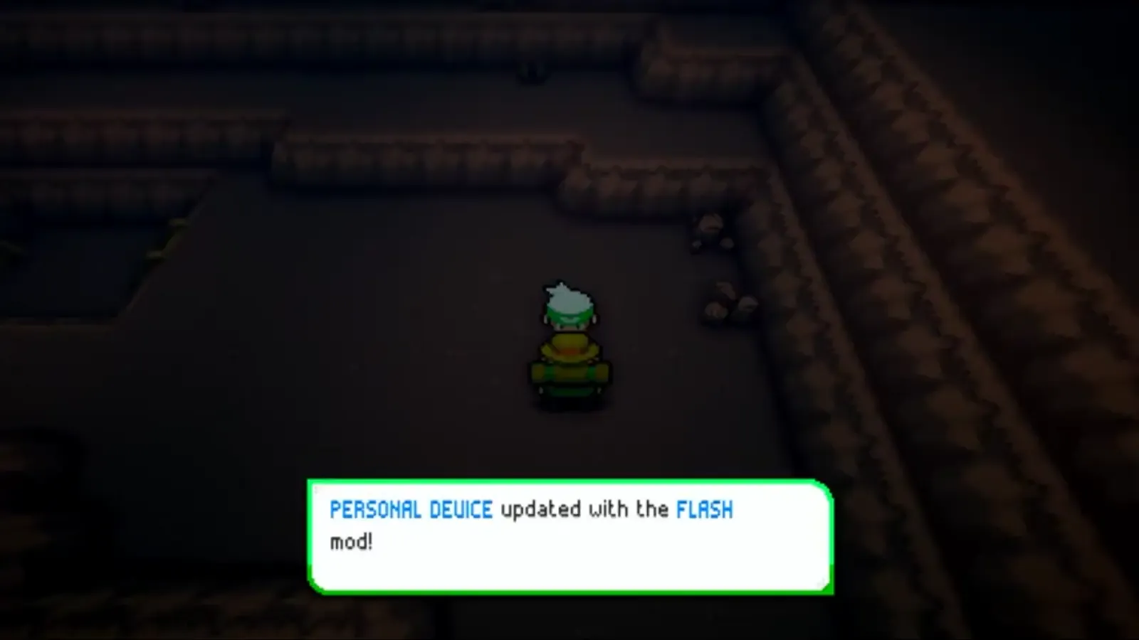 Personal Device receiving the Flash module from the hiker in Granite Cave