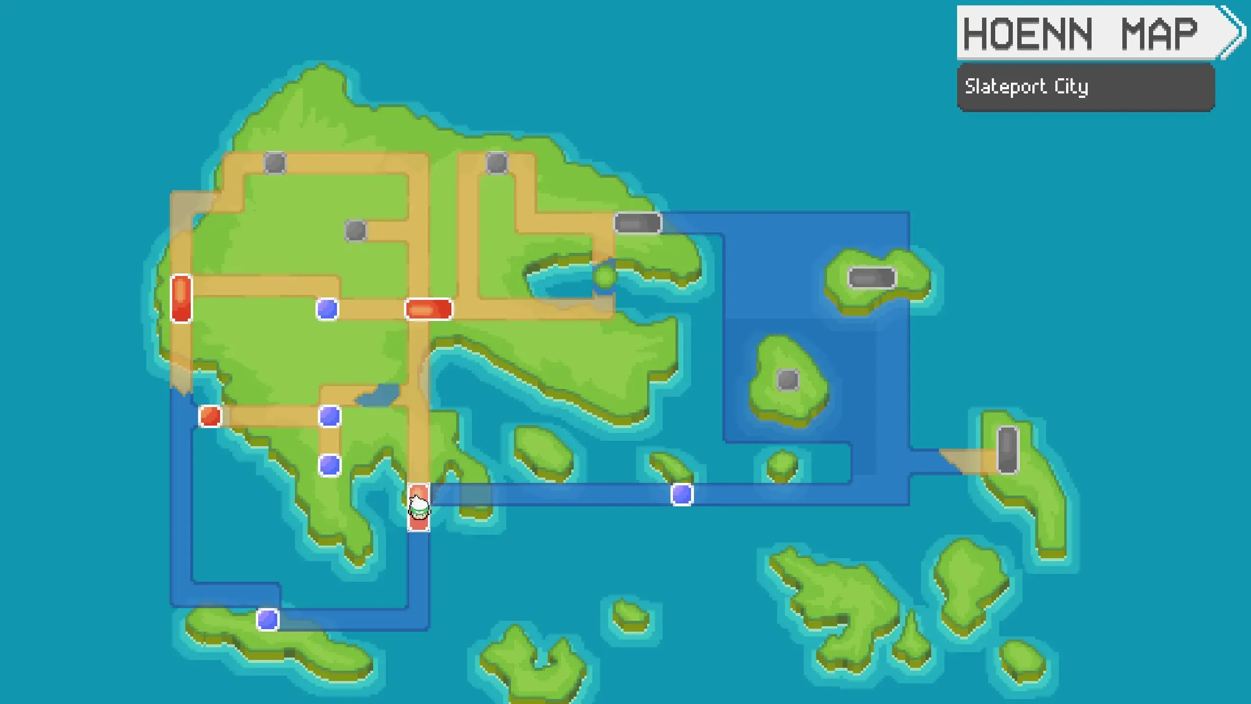 Hand-drawn Hoenn map in Pokemon Gamma Emerald Early Access