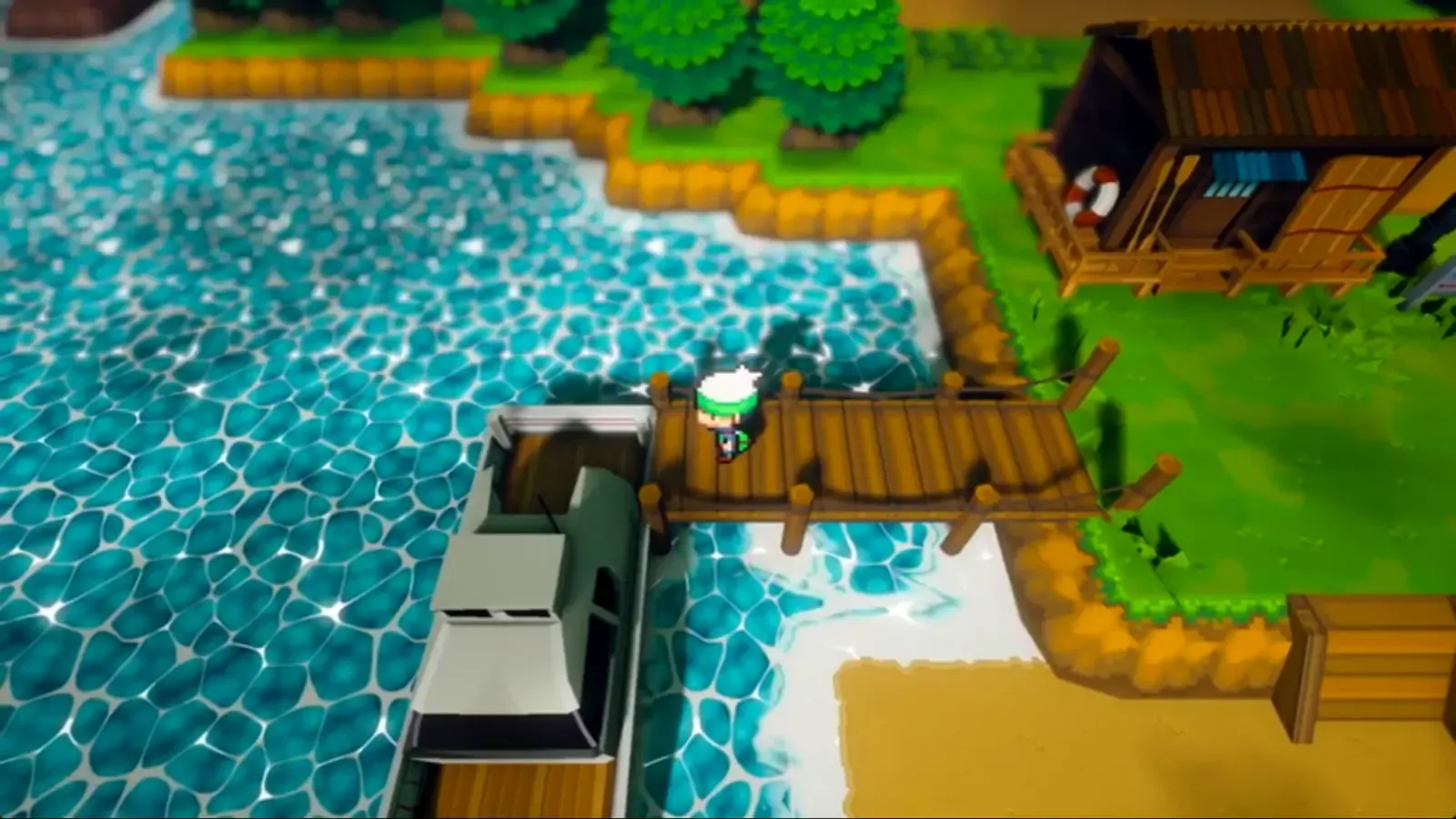 Player boarding Mr. Briney’s boat at his Route 104 cottage