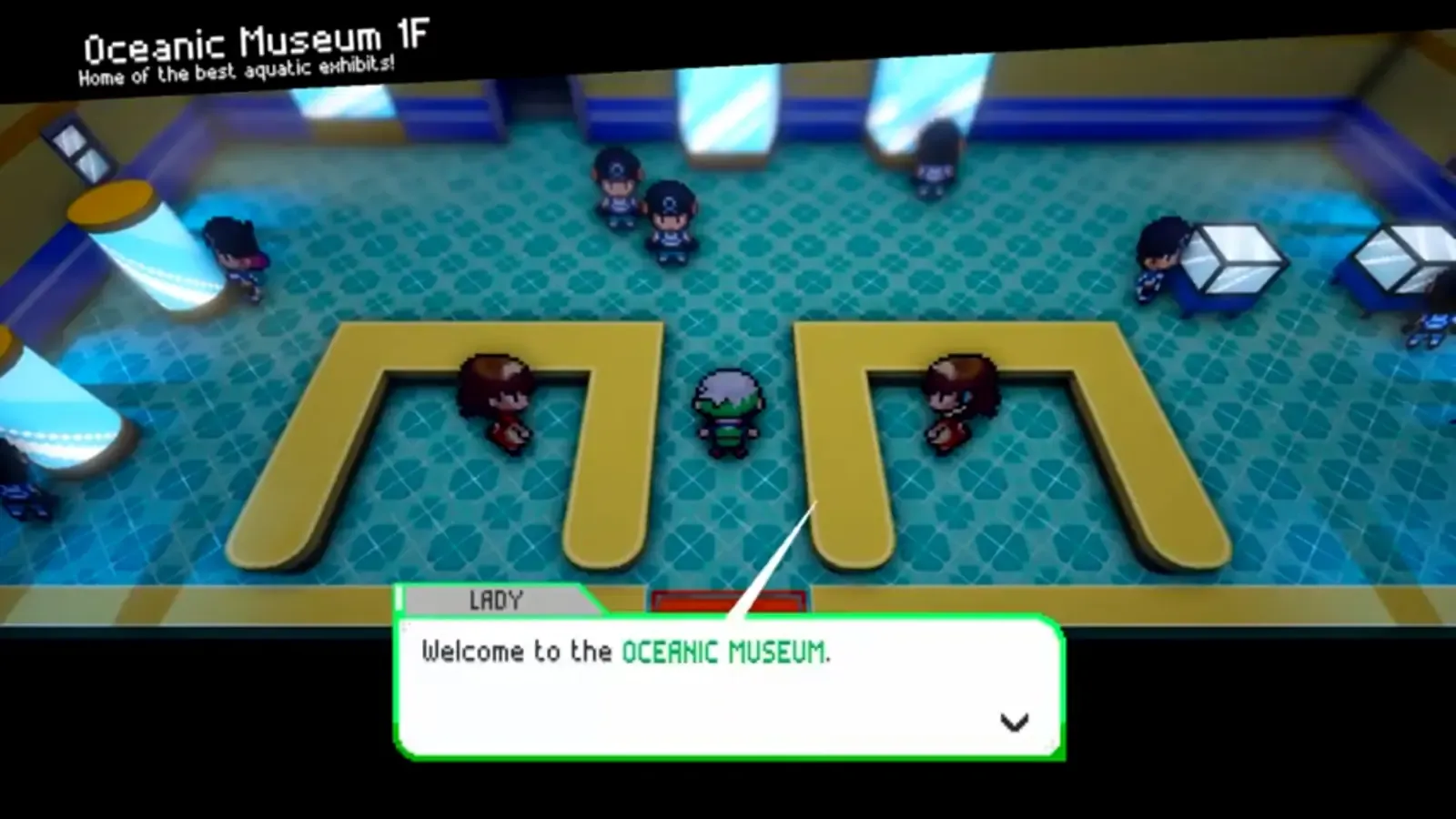 Player entering the first floor of the Oceanic Museum