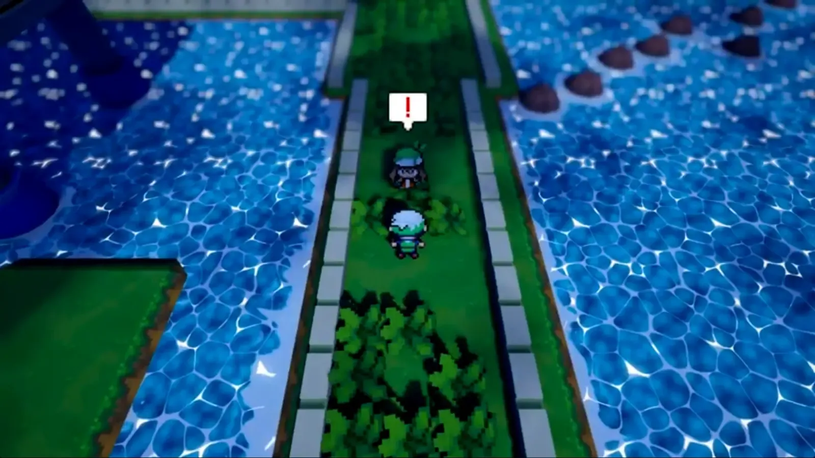 May stopping the player on the narrow waterside path of Route 110
