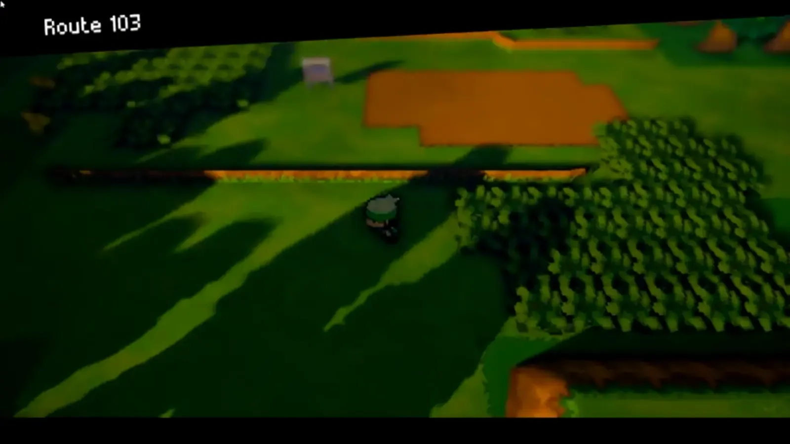 Route 103 location name appearing as the player enters north of Oldale Town