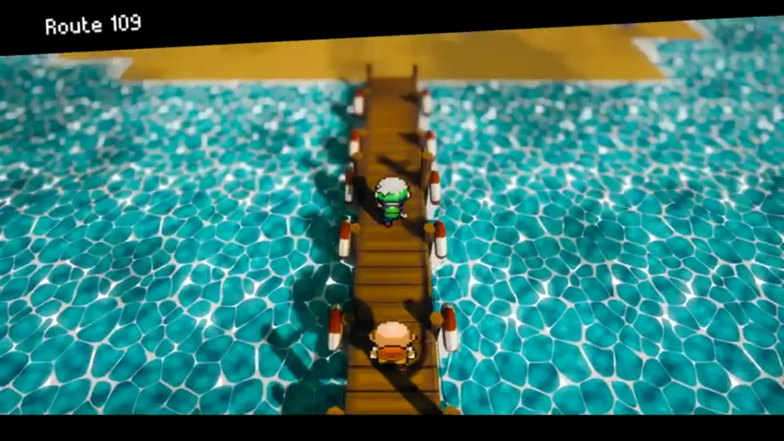 Player stepping onto the Route 109 pier south of Slateport City