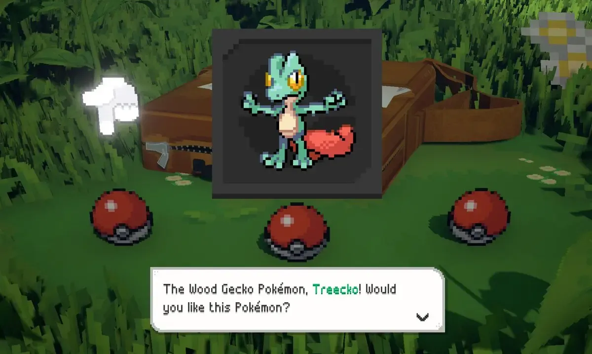 Treecko, Torchic and Mudkip selection screen in Pokemon Gamma Emerald