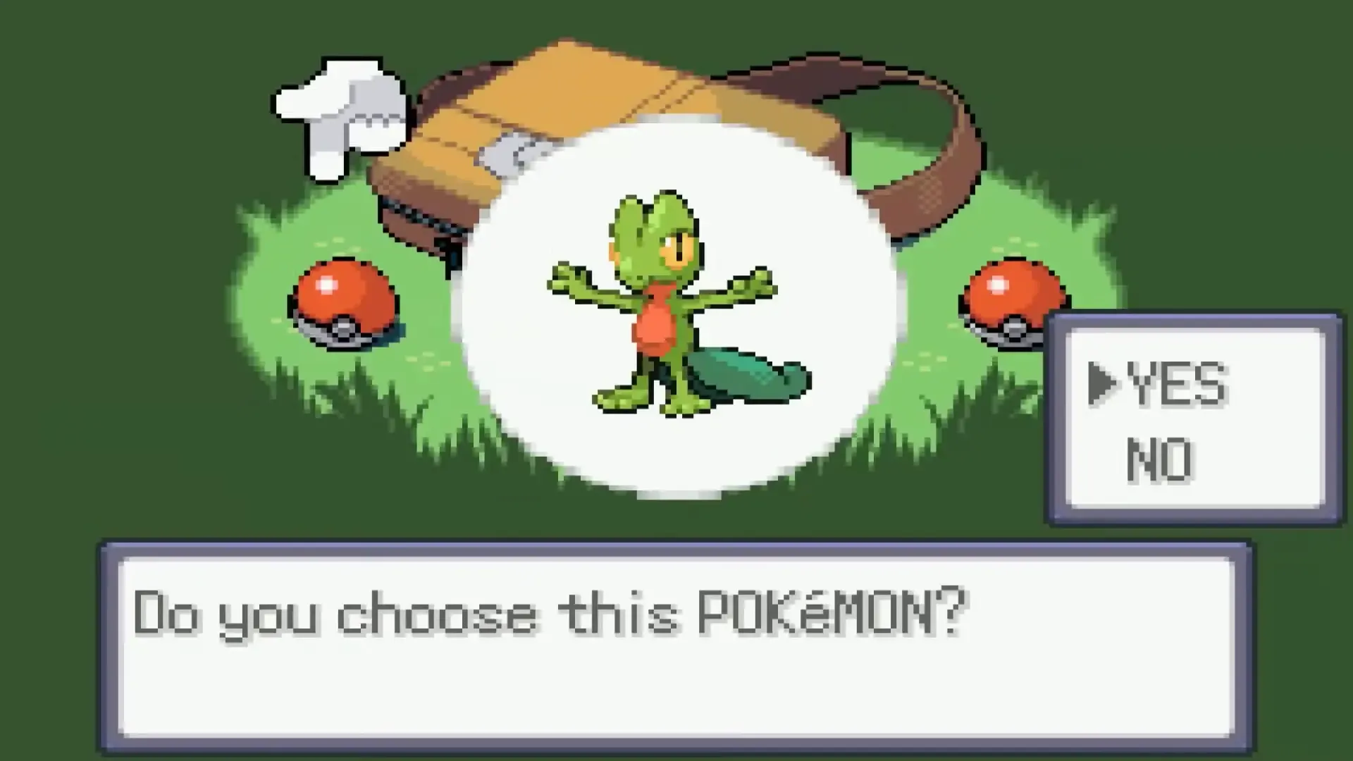 Treecko, Torchic and Mudkip starter selection in Pokemon Emerald
