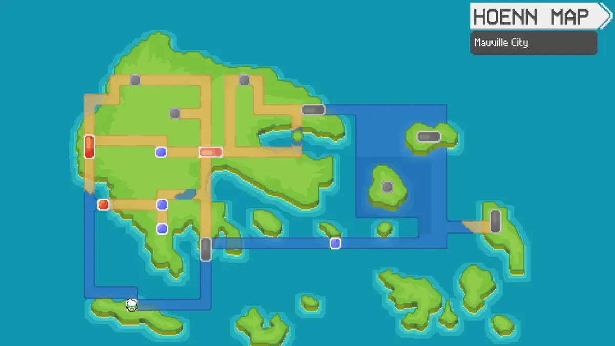Pokemon Gamma Emerald Hoenn town map