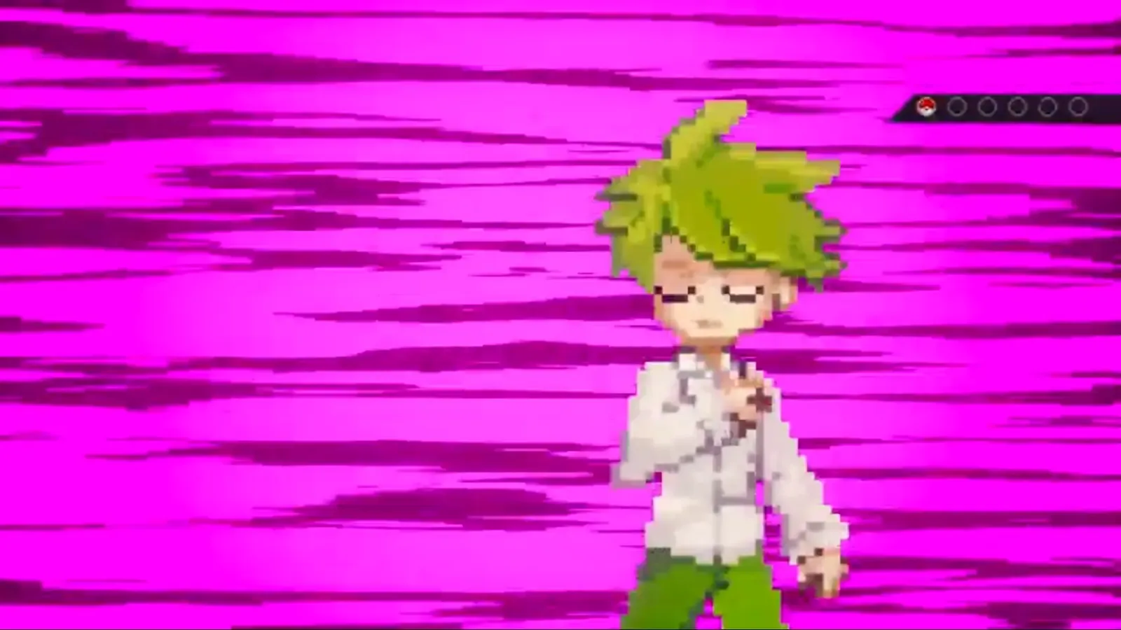 Battle introduction screen for Wally outside Mauville Gym