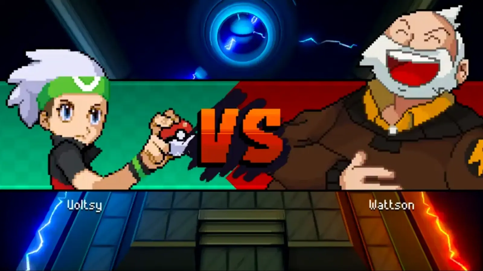 Player facing Wattson at the start of the Mauville Gym battle